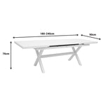 Masa extensibila Dagyn din aluminiu, Diverse culori, 180-240x90x76 cm - Alb