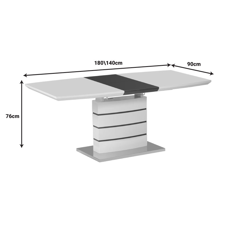Masa extensibila Darsile, MDF, gri antracit, 140x90x76 cm