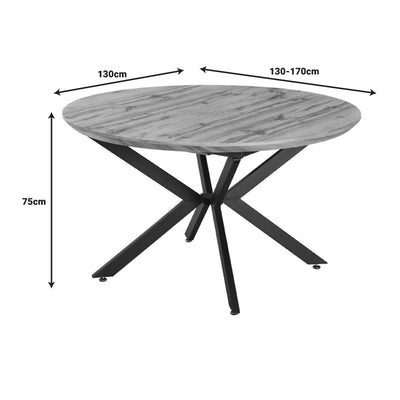 Masa extensibila, Edina, Picioare metal Negru, Sonoma, 130-170x130x75 cm, foto produs 7