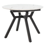 Masa extensibila Frances, Sonoma-negru, 100-140x100x75 cm - Alb