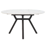 Masa extensibila Frances, Sonoma-negru, 100-140x100x75 cm - Alb