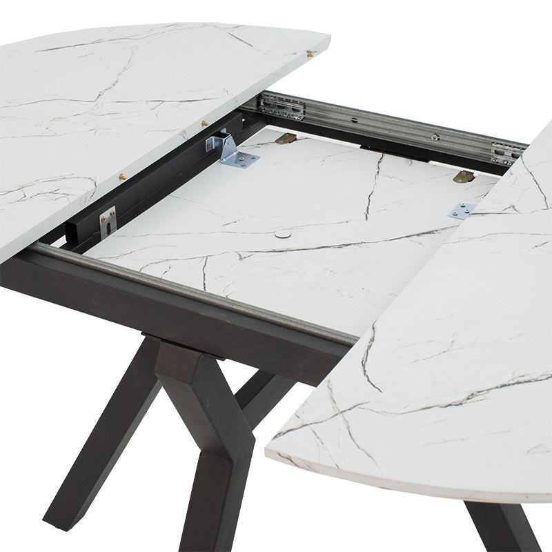 Masa extensibila Frances, Sonoma-negru, 100-140x100x75 cm - Alb