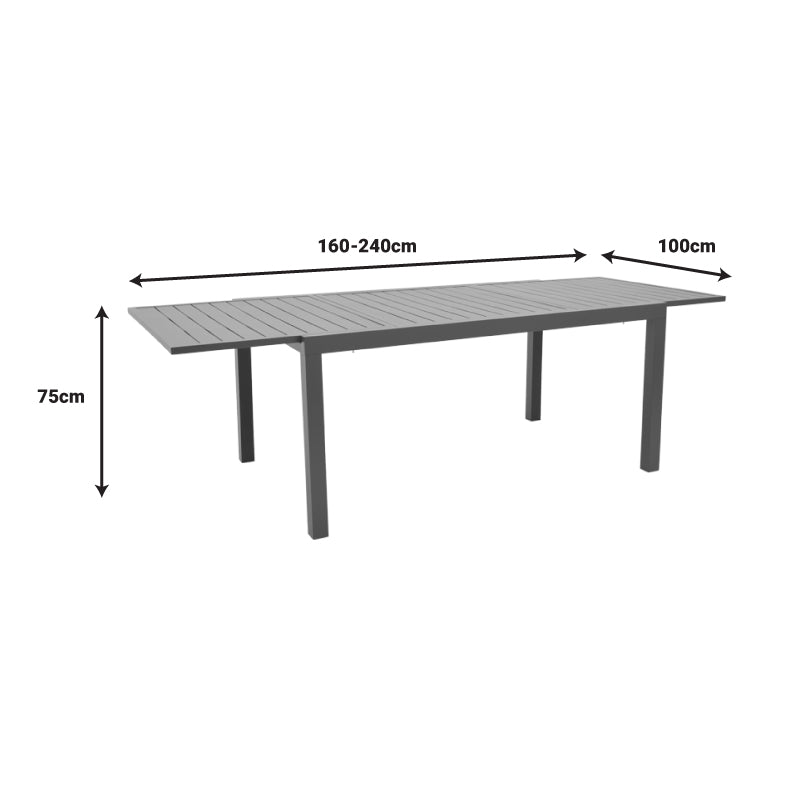 Masa extensibila Lafla aluminiu, Gri inchis, 160-240x100x75 cm, foto produs 10