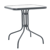 mobilier de gradina Masa exterior Watson din metal gri inchis - sticla 70x70x70 cm