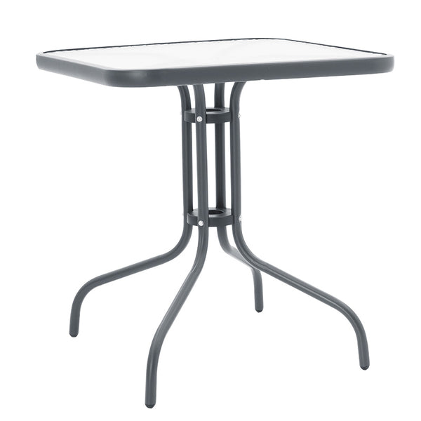 Masa exterior Watson din metal gri inchis - sticla, 70x70x70 cm
