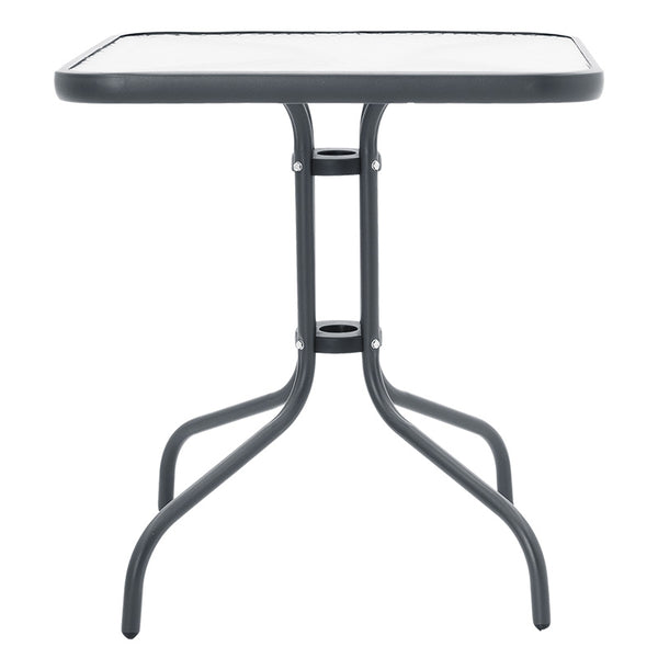 Masa exterior Watson din metal gri inchis - sticla, 70x70x70 cm