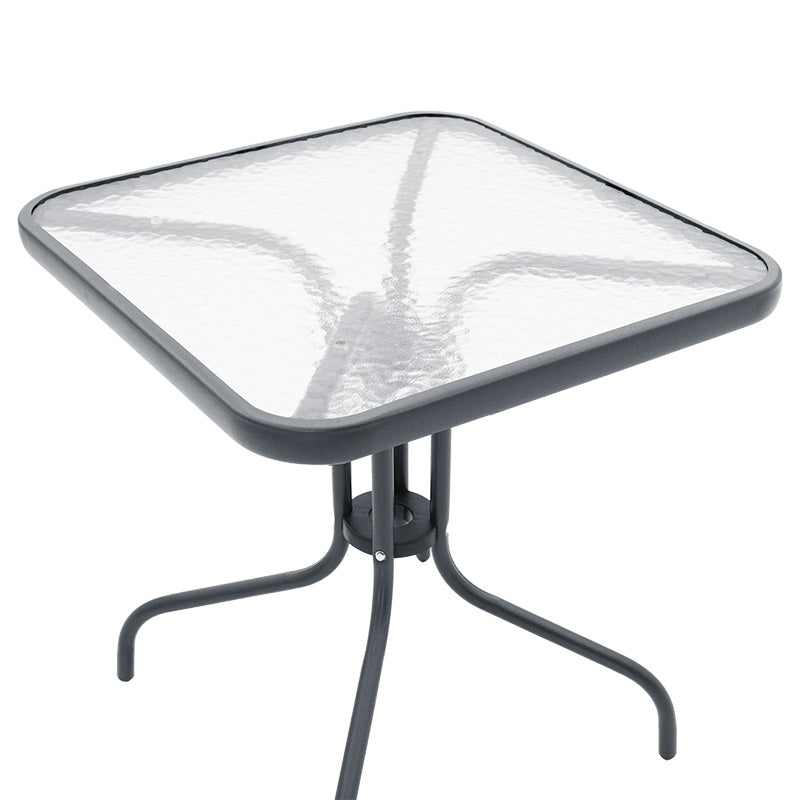 Masa exterior Watson din metal gri inchis - sticla, 70x70x70 cm, detaliu produs