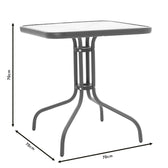 Masa exterior Watson din metal gri inchis - sticla, 70x70x70 cm, perspectiva suplimentara