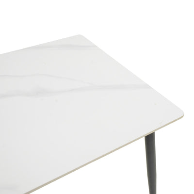 Masa Gustas cu suprafata din piatra sinterizata tip marmura, alba, 80x80x76 cm, detaliu produs