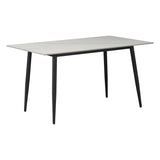 Masa Gustas piatra sinterizata alb cu metal, negru, 160x80x75 cm