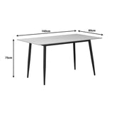 Masa Gustas piatra sinterizata alb cu metal, negru, 160x80x75 cm, perspectiva suplimentara