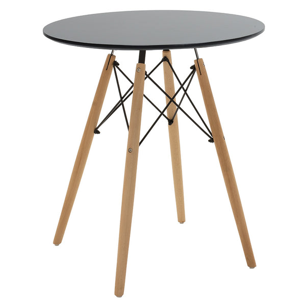 Masa Julita, negru si lemn de fag, Natural, 60x60x73 cm