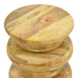 Masă laterală din lemn masiv de mango Circena, Stil Natural, Lemn de Mango, 40x45 cm - NATURAL