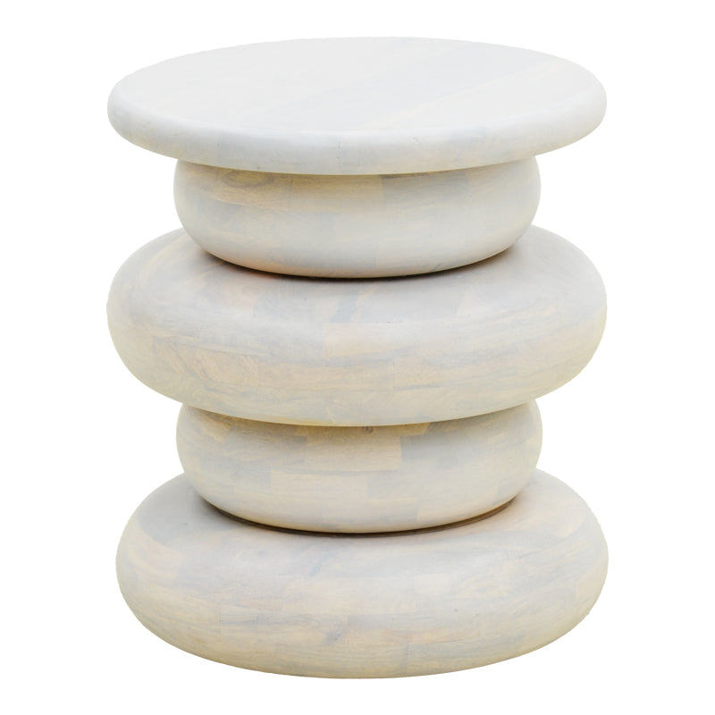 Masă laterală din lemn masiv de mango Circena, Stil Natural, Lemn de Mango, 40x45 cm - WHITE