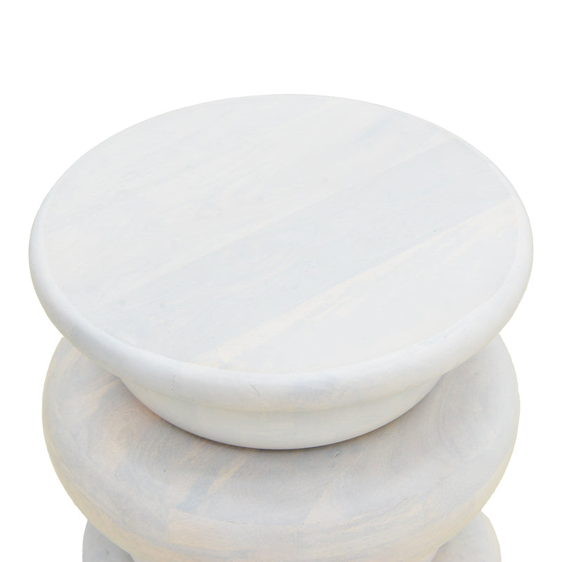 Masă laterală din lemn masiv de mango Circena, Stil Natural, Lemn de Mango, 40x45 cm - WHITE