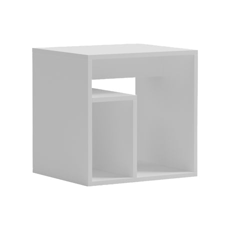 Masă laterală dublă cu funcție de depozitare, Stil Modern, Material: Lemn, Dimensiuni: , Culoare: Alb, 40x35x40 cm