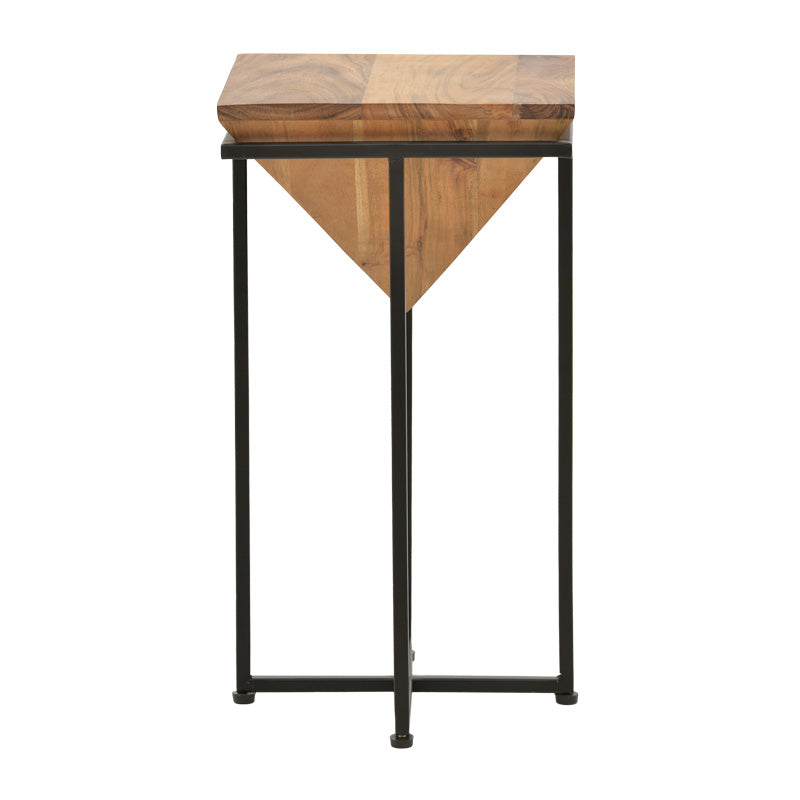 Masa laterala Miles II cu picioare negre, lemn masiv de acacia, 29x29x54 cm