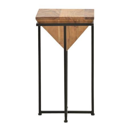 Masa laterala Miles II cu picioare negre, lemn masiv de acacia, 29x29x54 cm