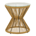 mobilier de gradina Masa Mabil ratan sticla Natural D50x55 cm