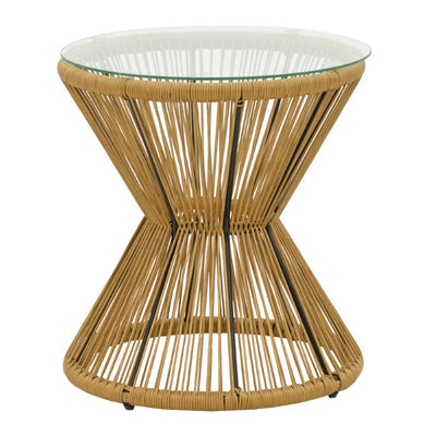 mobilier de gradina Masa Mabil ratan sticla Natural D50x55 cm