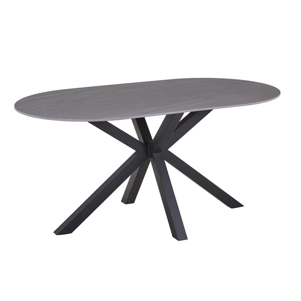 Masa Makrey ceramica marmura gri metal, negru, 160x90x75 cm
