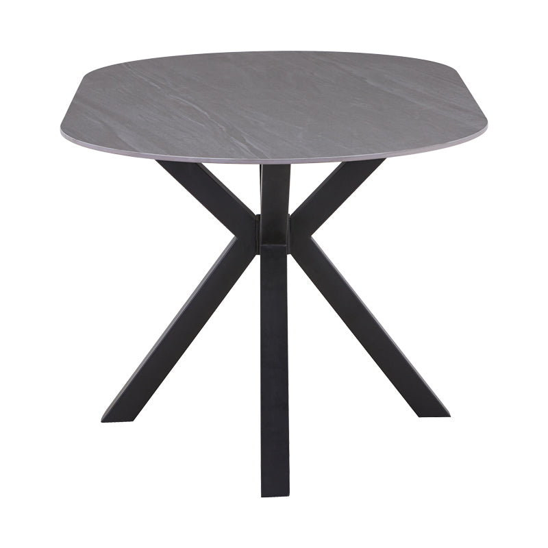 Masa Makrey ceramica marmura gri metal, negru, 160x90x75 cm, detaliu produs