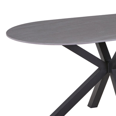 Masa Makrey ceramica marmura gri metal, negru, 160x90x75 cm, perspectiva suplimentara