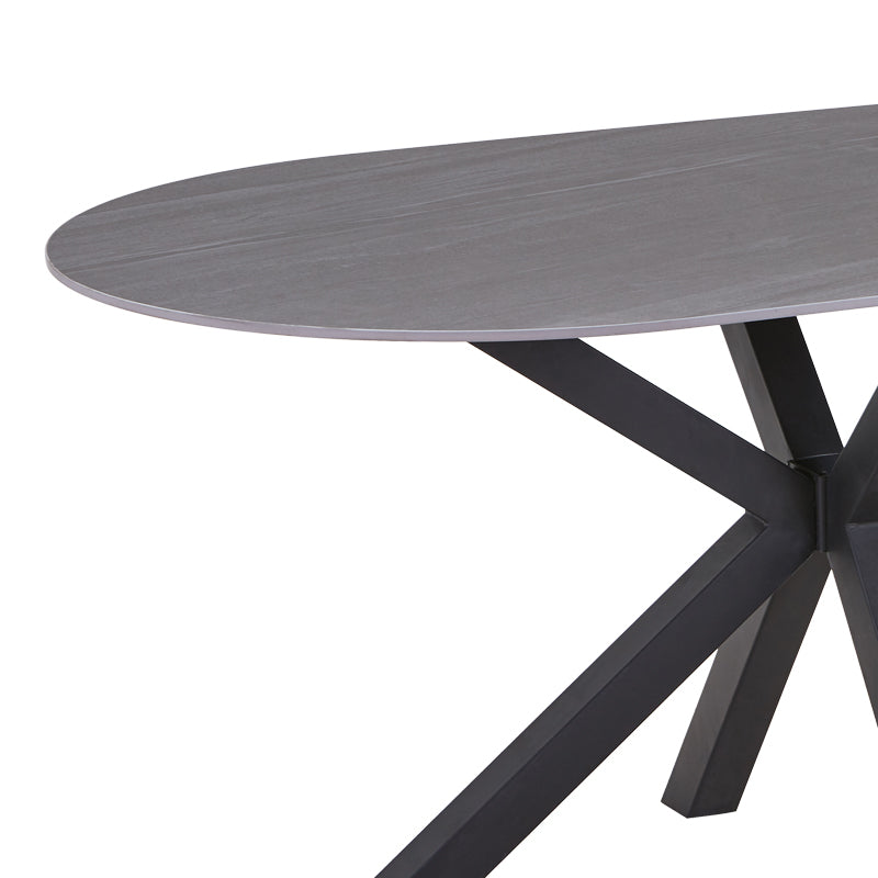 Masa Makrey ceramica marmura gri metal, negru, 160x90x75 cm, perspectiva suplimentara