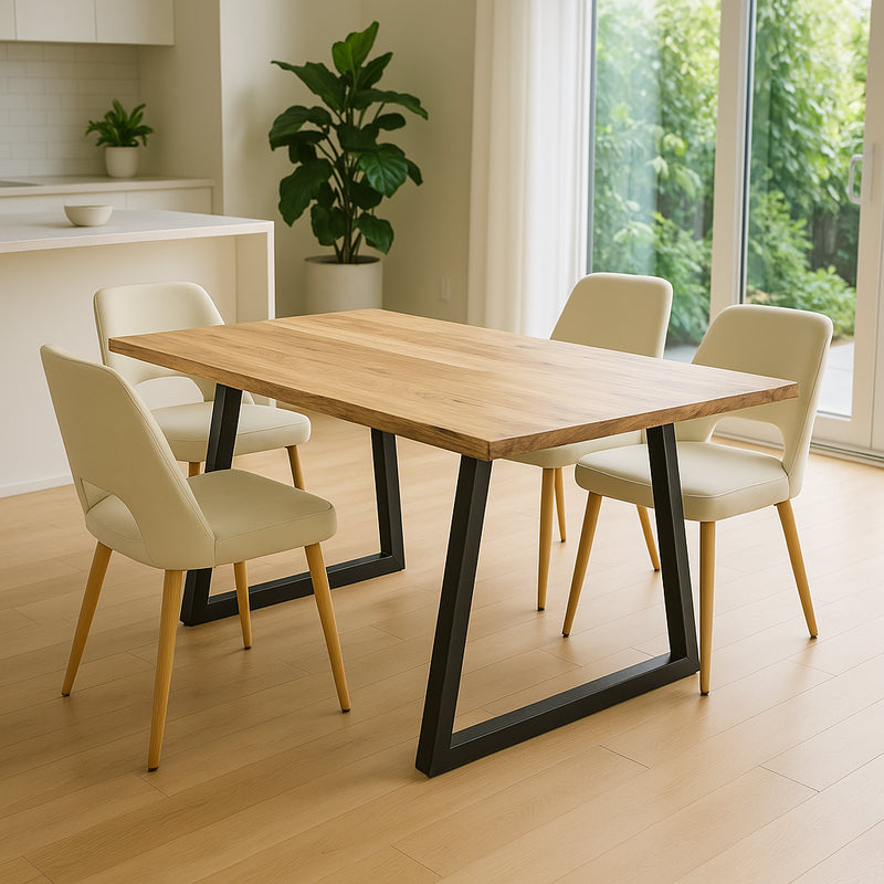 Masa Miles din lemn de acacia solid cu grosimea de 4-4cm, Natural, 160x90x76 cm, imagine suplimentara