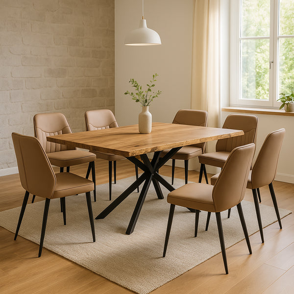 Masa Miles din lemn de salcam solid cu grosimea de 4-4 cm, Natural, 180x90x76 cm