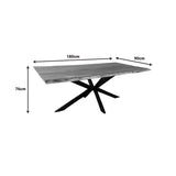 Masa Miles din lemn de salcam solid cu grosimea de 4-4 cm, Natural, 180x90x76 cm