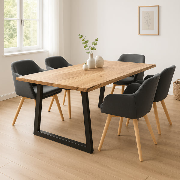 Masa Miles din lemn masiv de acacia 4-4cm, Natural, 180x90x76 cm