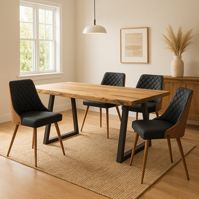 Masa Miles Slim Boho, Lemn de salcam, Grosime 3.7 cm, Natural, 200x96x76 cm