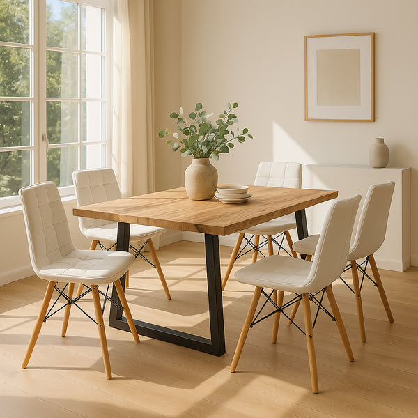 Masa Miles Slim Boho, Lemn de salcam, Natural, 180x90x76 cm