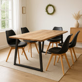 Masa Miles Slim din lemn de salcam solid cu aspect, Natural, 160x90x76 cm, imagine suplimentara