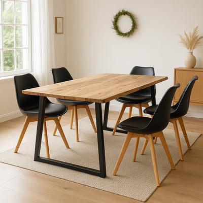 Masa Miles Slim din lemn de salcam solid cu aspect, Natural, 160x90x76 cm, imagine suplimentara