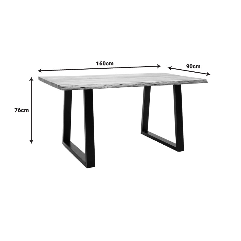 Masa Miles Slim din lemn de salcam solid cu aspect, Natural, 160x90x76 cm, foto produs 6