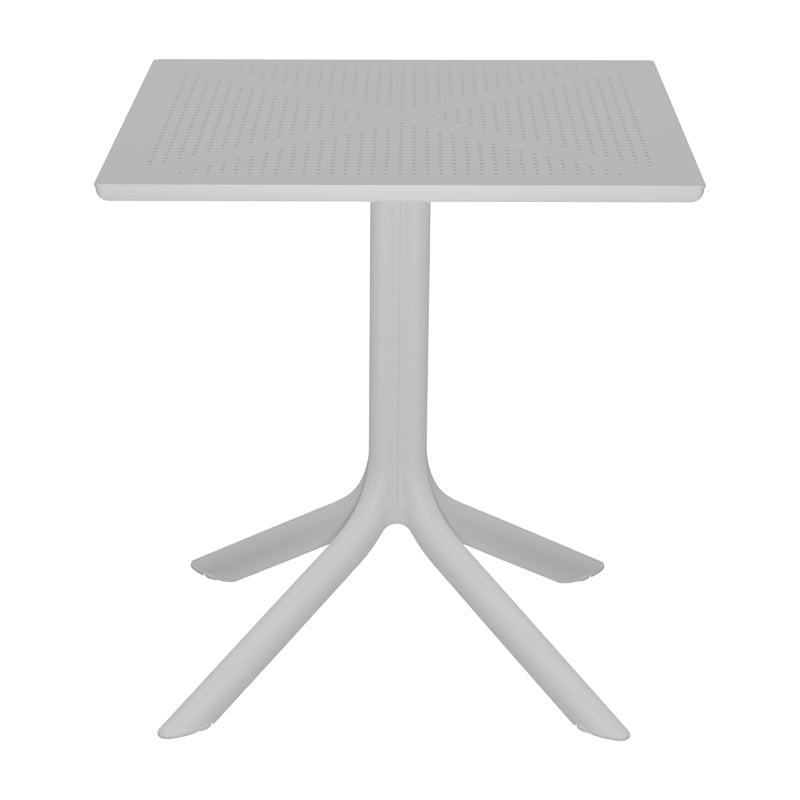 Masă modernă cu design perforat Groovy, Polipropilenă, Alb, 60x60x76 cm