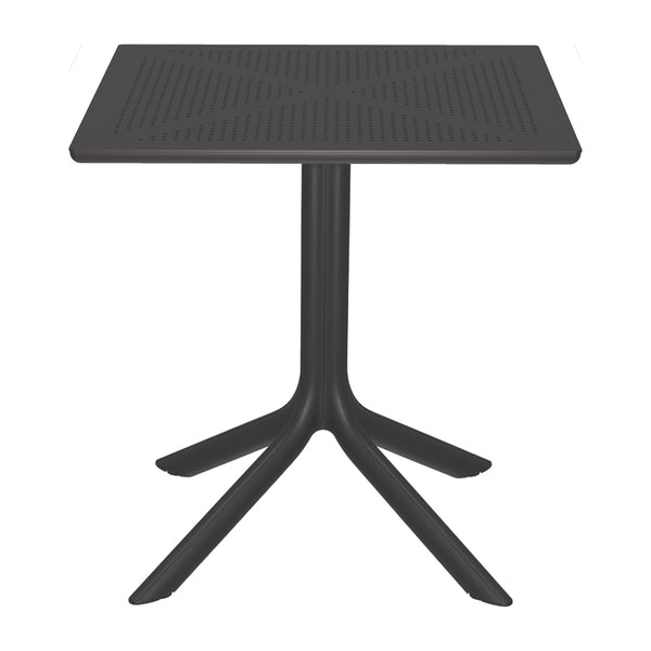 Masă modernă cu suprafață perforată Groovy, design elegant, polipropilenă, Antracit, 60x60x76 cm