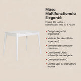 Masa Multifunctionala Adore, Alb Lucios, 110x77x70 cm