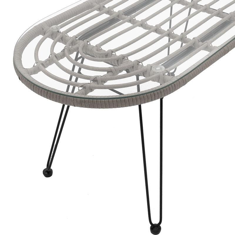 Masa Naoki metal-sticla, Gri - Natural, 100x45x46 cm - Gri