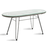 Masa Naoki metal-sticla, Gri - Natural, 100x45x46 cm - Gri