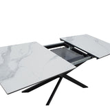 Masa Palan Extensibila, Negru - Alb Gri, 200x80x77 cm
