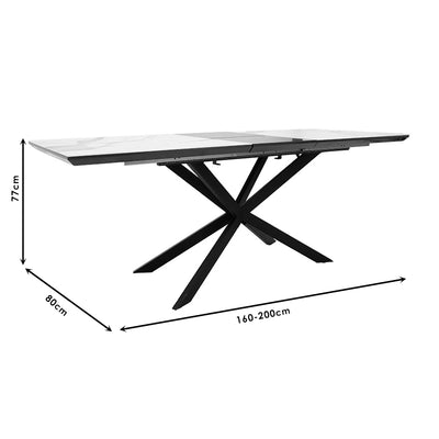 Masa Palan Extensibila, Negru - Alb Gri, 200x80x77 cm, foto produs 8