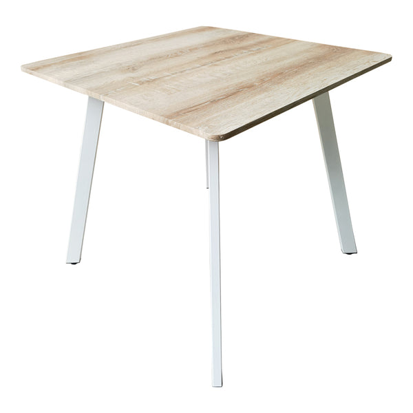Masa patrata Squaro, picioare metal alb, Nuc - Stejar, 80x80x75 cm