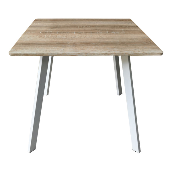 Masa patrata Squaro, picioare metal alb, Nuc - Stejar, 80x80x75 cm
