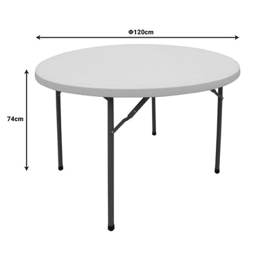 Masa pliabila catering cu functie de confort, alba, rotunda, durabil, D120x74 cm, detaliu produs