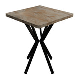 Masa Prestone, marmura neagra-metal, 70x70x75 cm - Alb