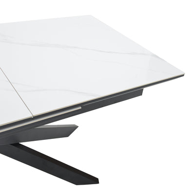 Masa Ragemi, MDF gri-negru metal, 160-200x90x75 cm, foto produs