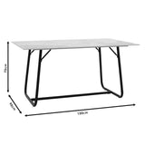 Masa Revello alba, neagra, 150x90x75 cm - Negru